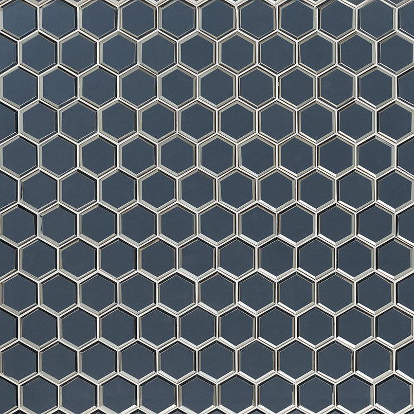 MSI Vague Blue Hexagon (3" Pieces) 11.25" x 11.5" Polished Glass Mosaic Tile