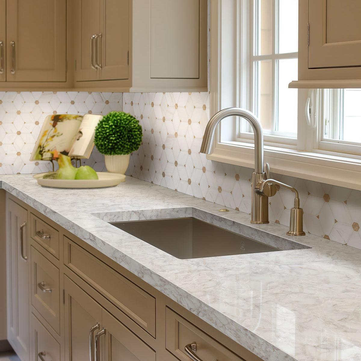 MSI Cecily Pattern 11.5" x 11.75" Polished Marble Mosaic Tile