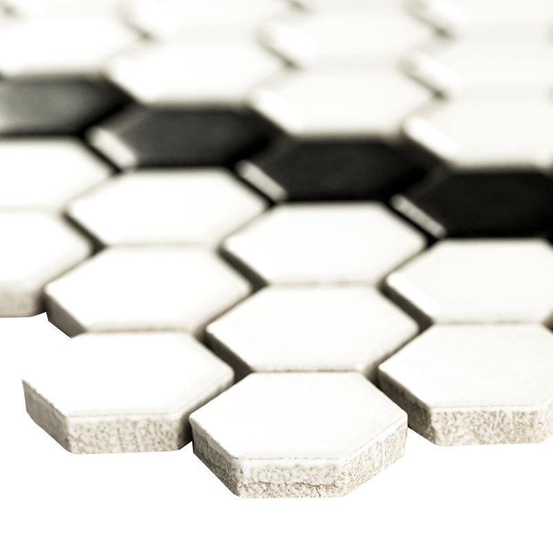 MSI White And Black Hive Pattern 11.75" x 12" Matte Porcelain Mosaic Tile
