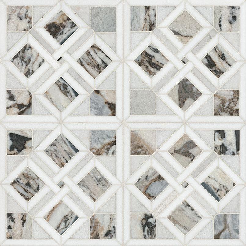 MSI Tessere Pattern 12" x 12" Polished Marble Mosaic Tile