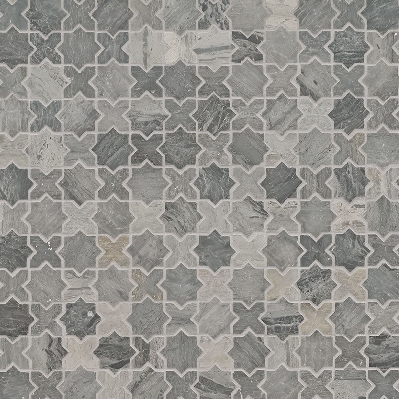 MSI Montague Blue Oak Pattern 11.75" x 12" Matte Marble Mosaic Tile