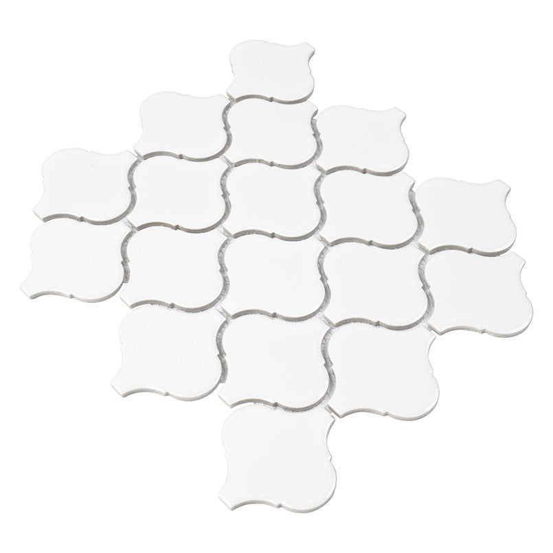 MSI White Glossy Arabesque (0.73 Square Feet Each) Polished Porcelain Mosaic Tile