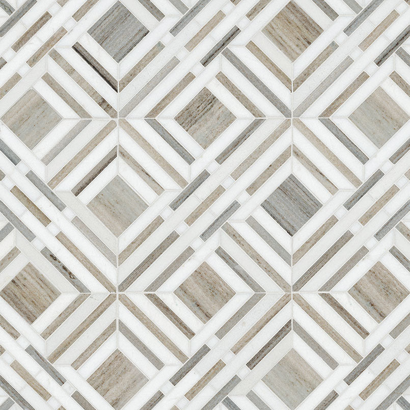 MSI Wellington Pattern 12" x 12" Polished Marble Mosaic Tile