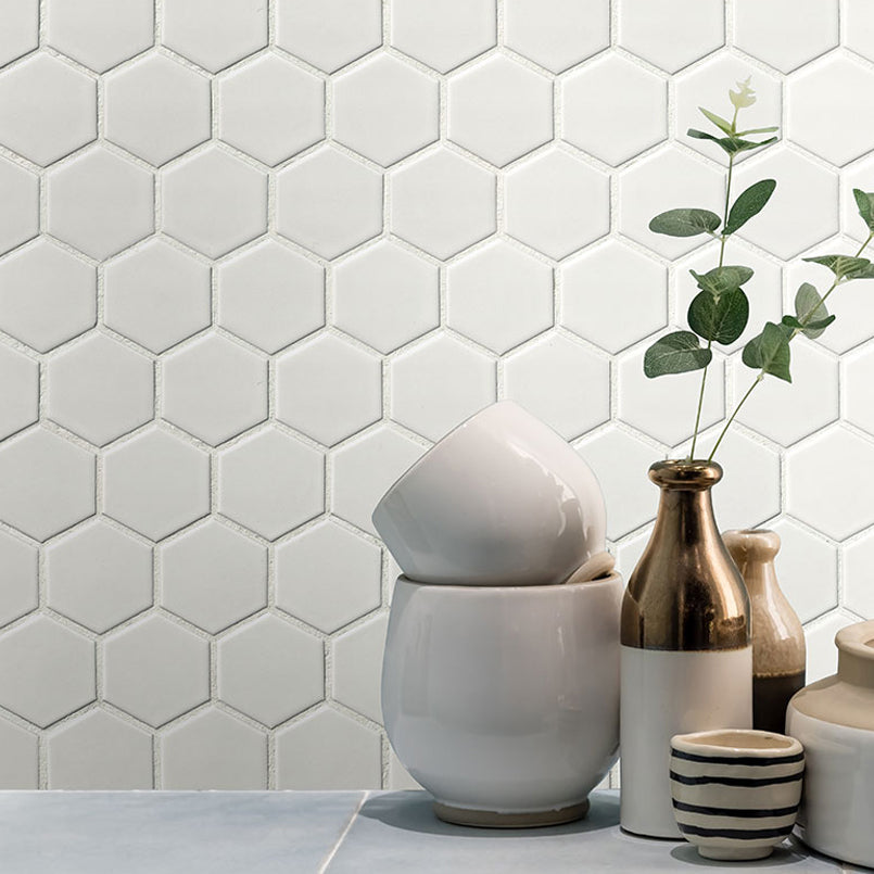 MSI White Matte Hexagon (2" Pieces) 11.75" x 11.75" Matte Porcelain Mosaic Tile