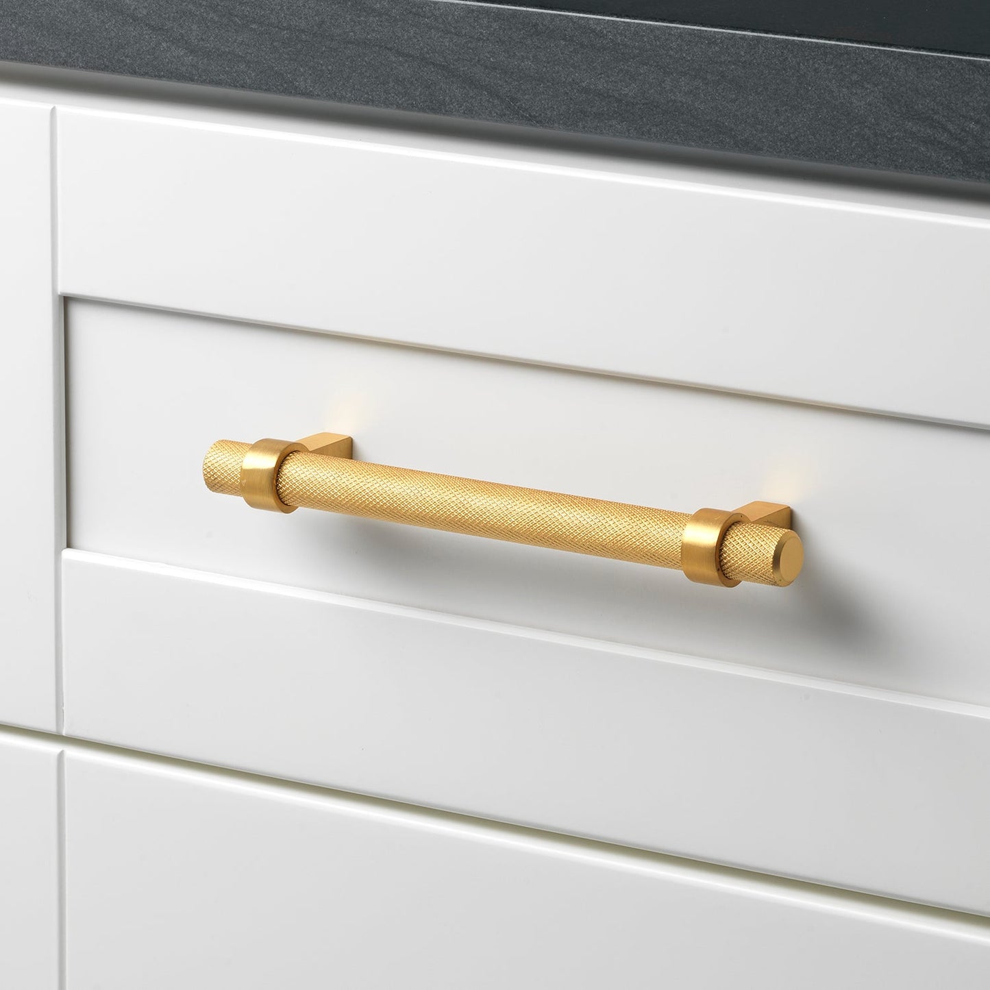 5 1/16" (128mm) Center to Center Knurled European Solid Steel Bar Pull Cabinet Handle