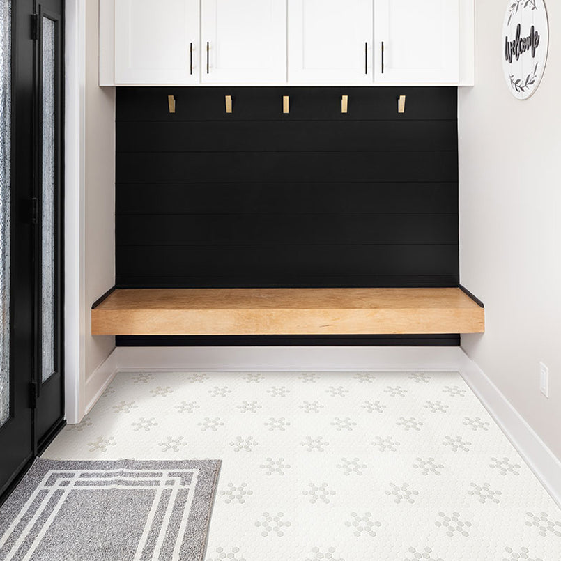 MSI White And Gray Mod Petal Pattern 11.75" x 12" Matte Porcelain Mosaic Tile