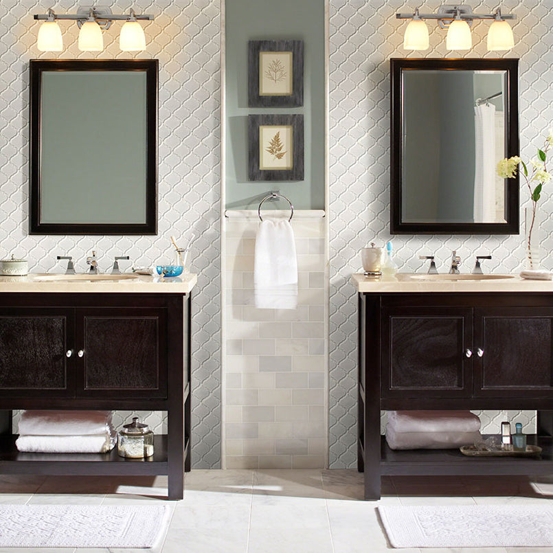 MSI White Glossy Arabesque (0.73 Square Feet Each) Polished Porcelain Mosaic Tile