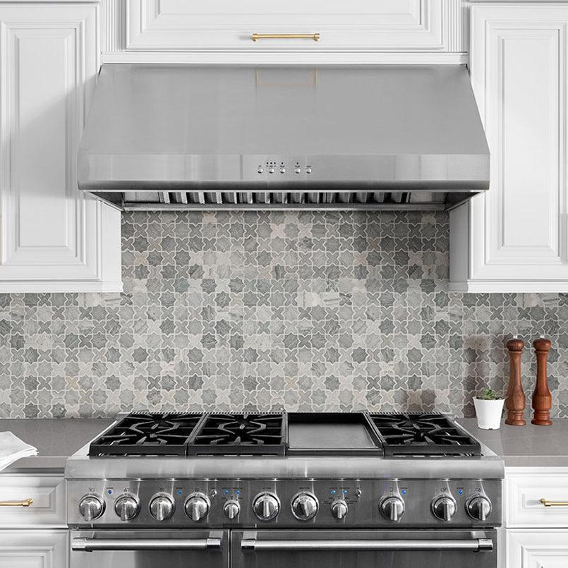 MSI Montague Blue Oak Pattern 11.75" x 12" Matte Marble Mosaic Tile