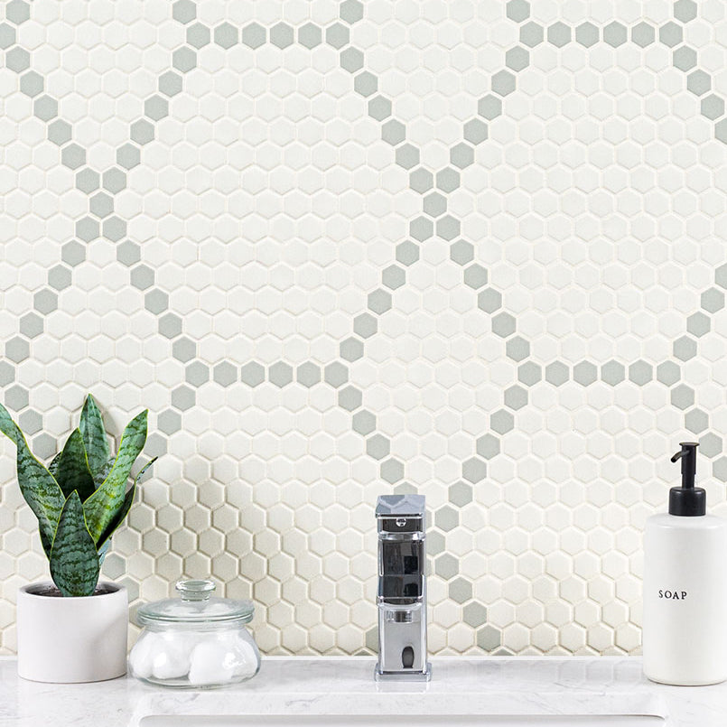 MSI White And Gray Hive Pattern 11.75" x 12" Matte Porcelain Mosaic Tile