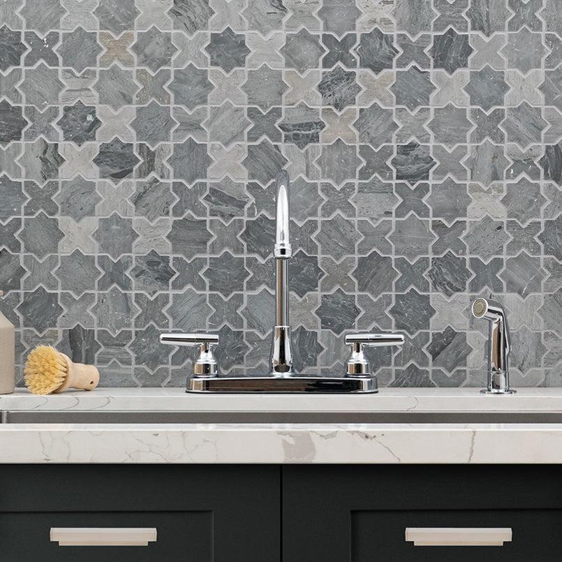 MSI Montague Blue Oak Pattern 11.75" x 12" Matte Marble Mosaic Tile