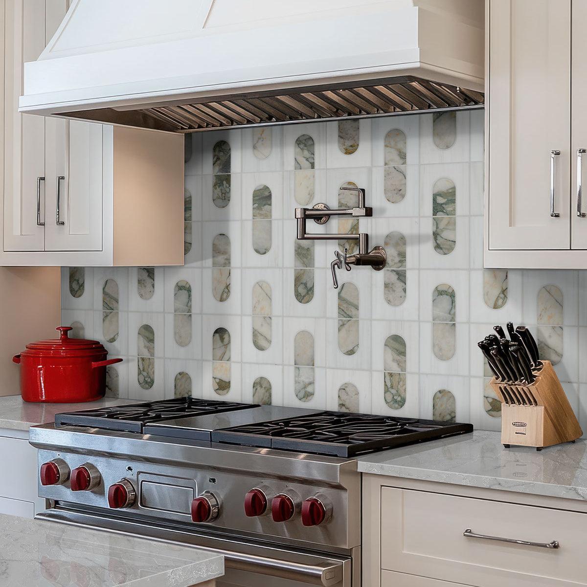 MSI Bianco Dolomite Moderno 11.75" x 12" Honed Marble Mosaic Tile