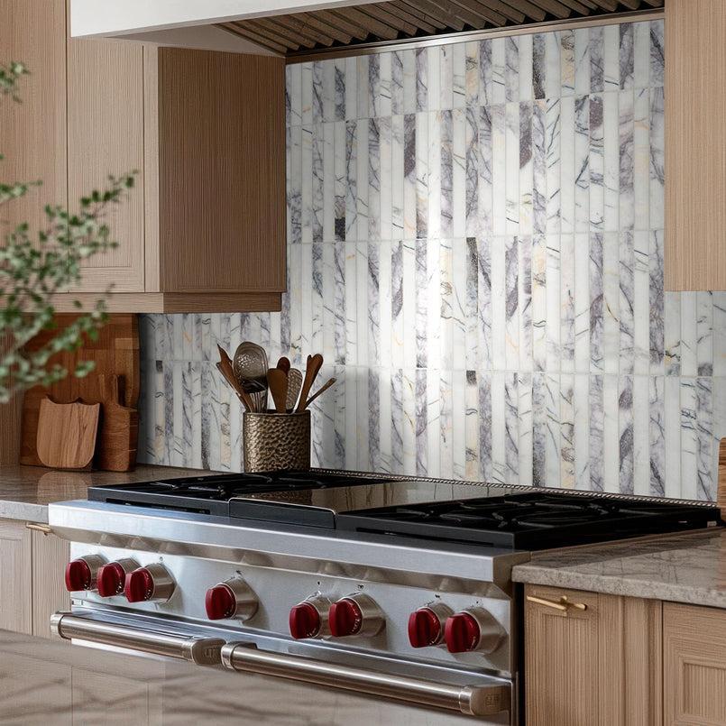 MSI Scollopini Lilac Pattern 11.5" x 11.75" Honed Marble Mosaic Tile