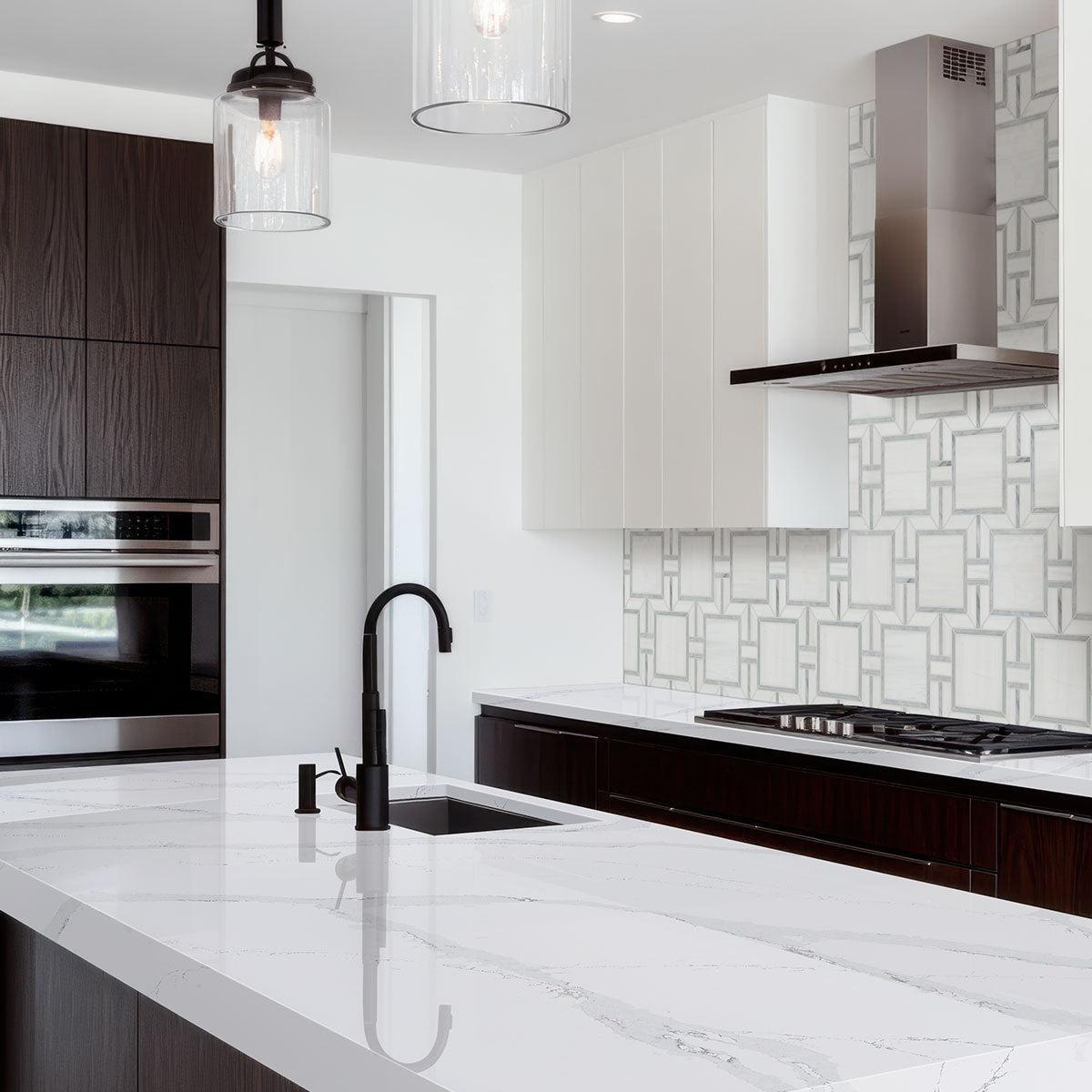 MSI Bianco Dolomite Alana 12" x 12" Polished Marble Mosaic Tile