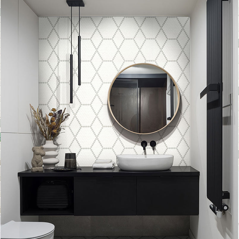 MSI White And Gray Hive Pattern 11.75" x 12" Matte Porcelain Mosaic Tile
