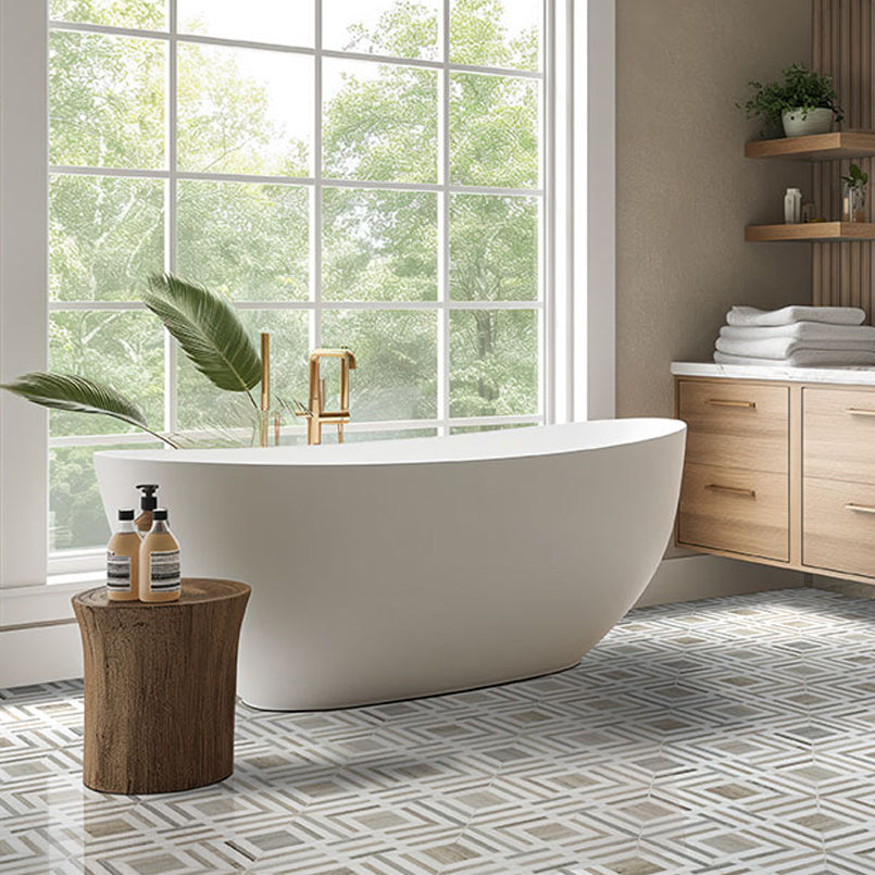 MSI Wellington Pattern 12" x 12" Polished Marble Mosaic Tile