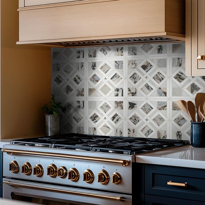 MSI Tessere Pattern 12" x 12" Polished Marble Mosaic Tile