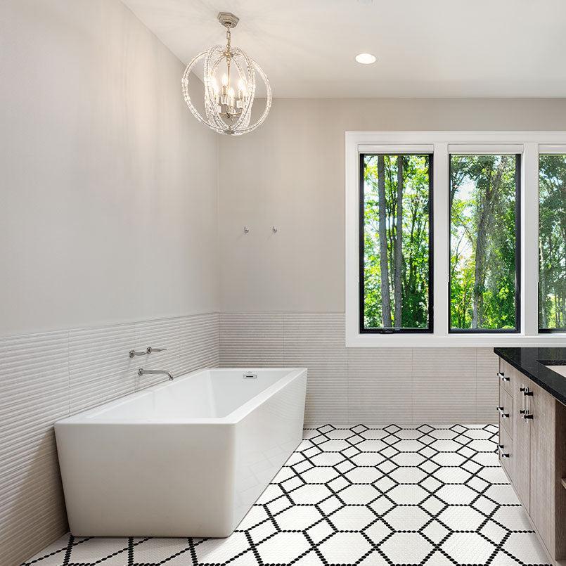 MSI White And Black Hive Pattern 11.75" x 12" Matte Porcelain Mosaic Tile