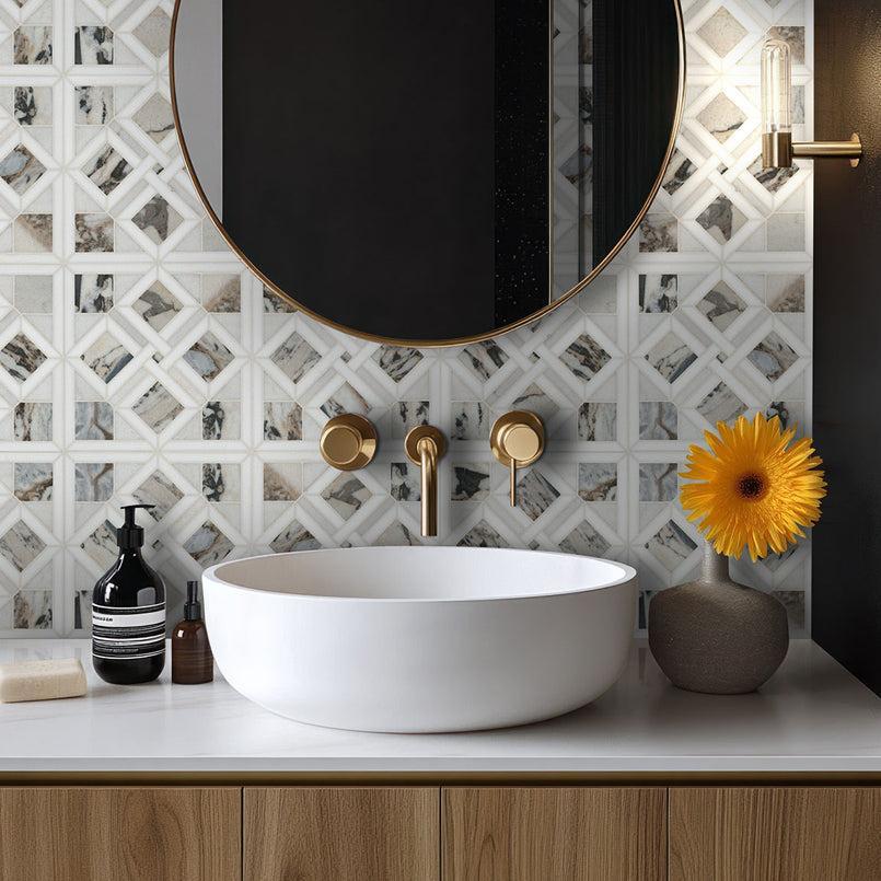 MSI Tessere Pattern 12" x 12" Polished Marble Mosaic Tile