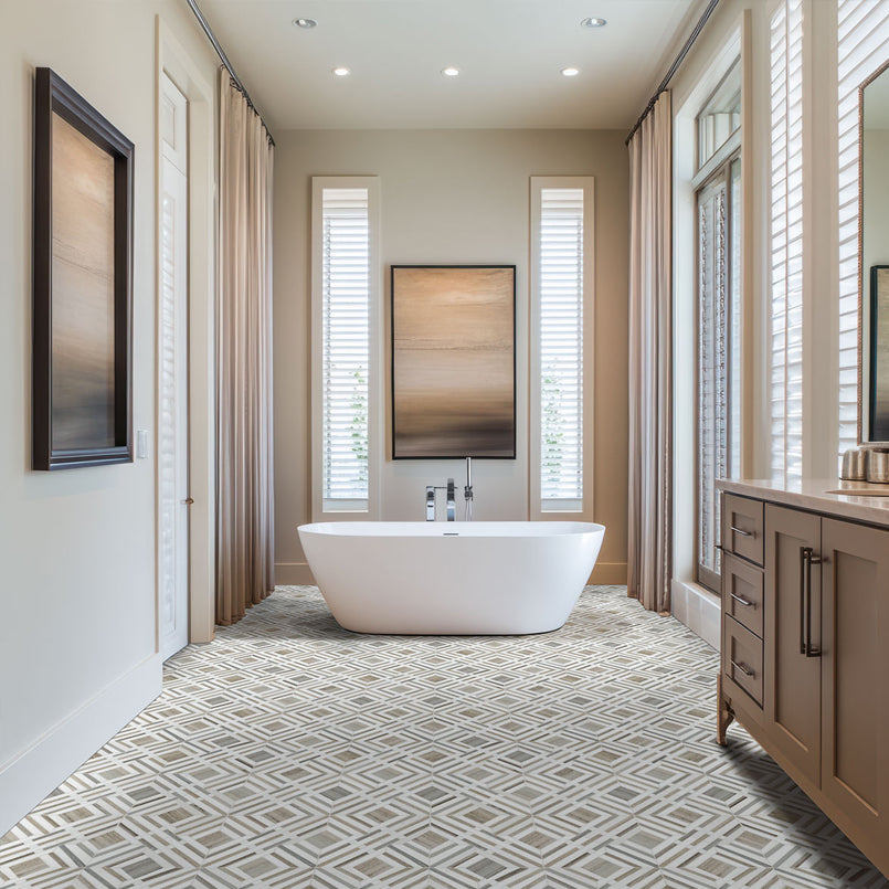 MSI Wellington Pattern 12" x 12" Polished Marble Mosaic Tile