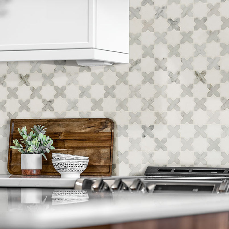 MSI Vera Anne Pattern 11.75" x 12" Polished Marble Mosaic Tile