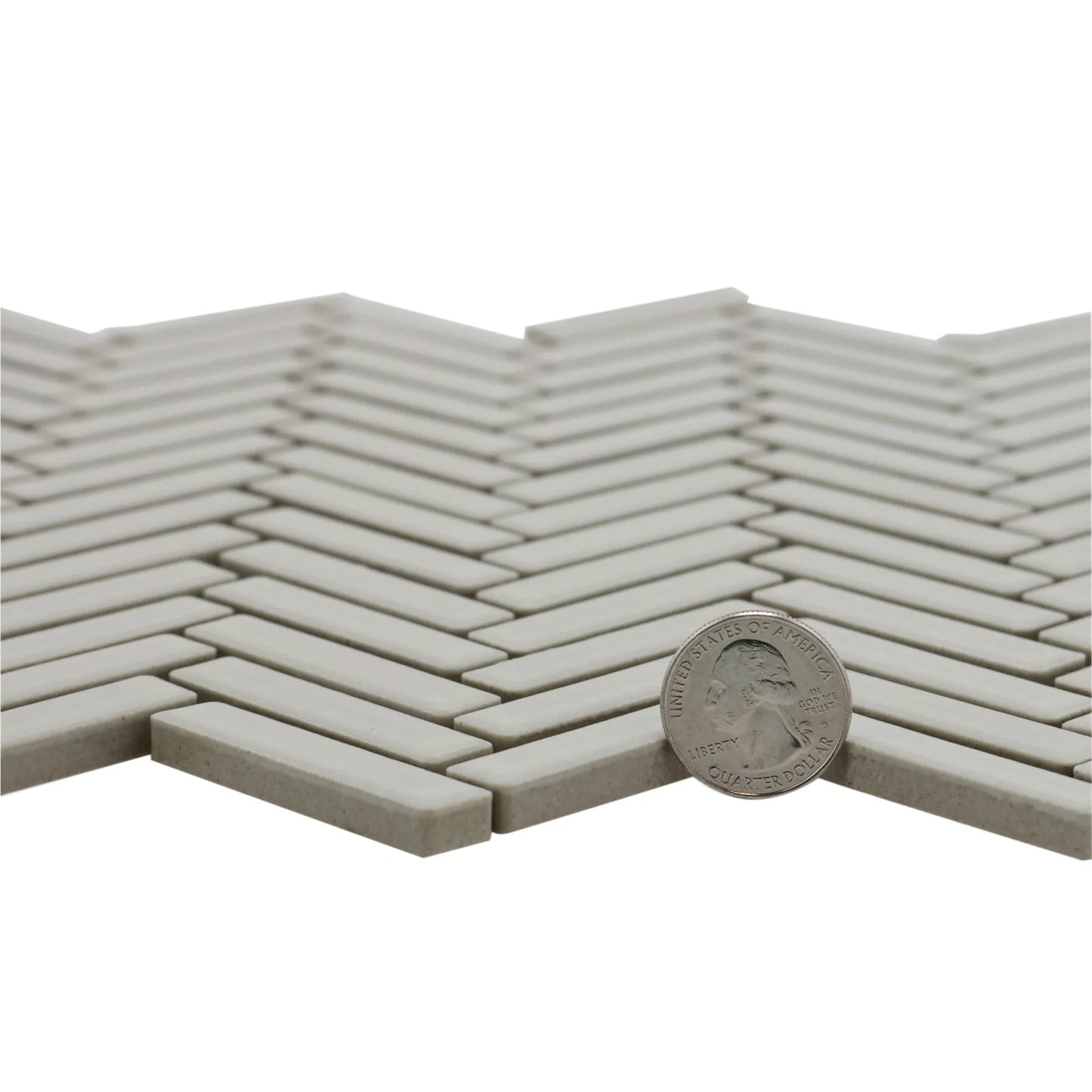 Bedrosians 90 Collection Off White (1/2" x 2" Pieces) 11" x 12.25" Porcelain Mosaic Tile