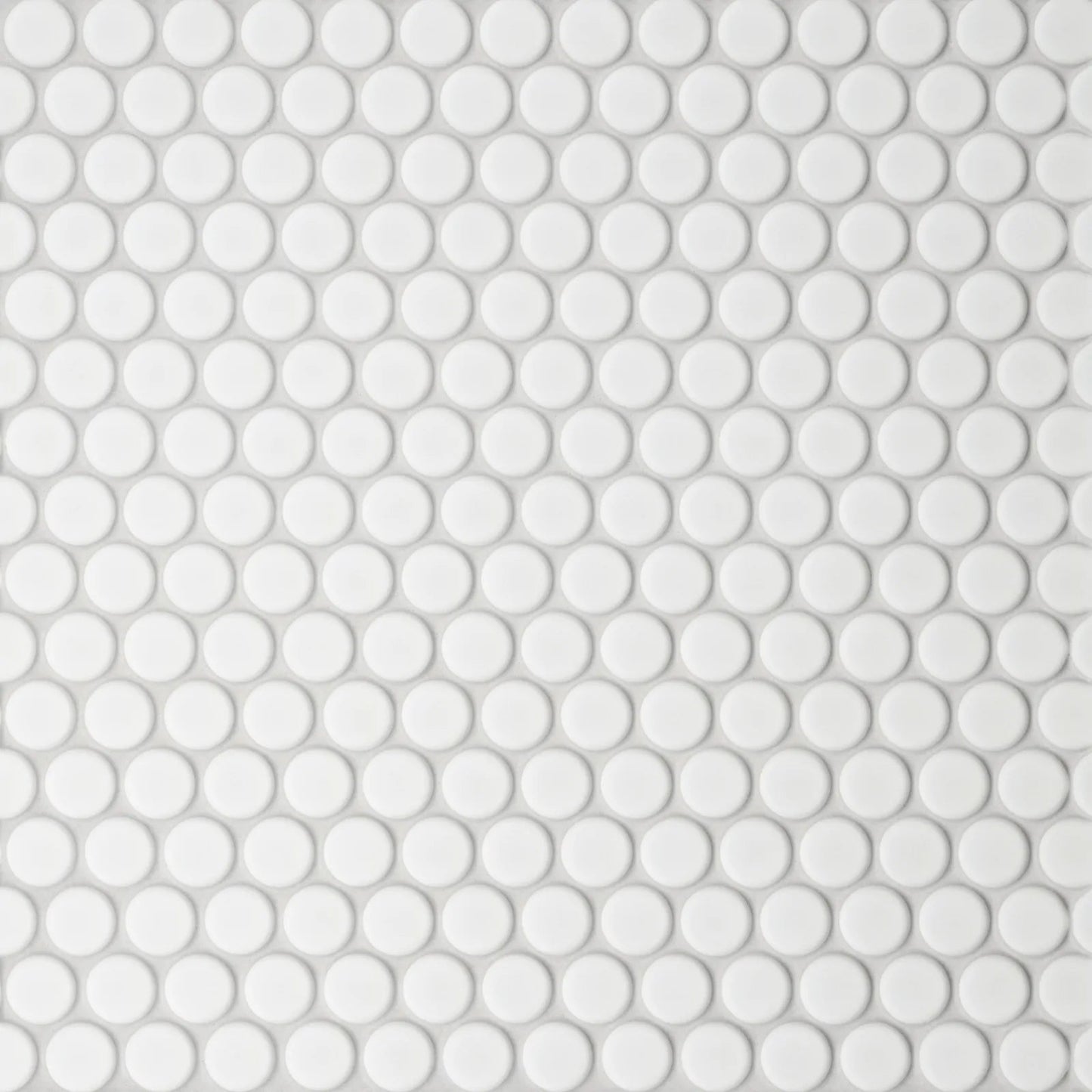 Bedrosians Le Cafe Collection White Penny Roun (0.75" x 0.75" Pieces) 11.5" x 12.5" Matte Porcelain Mosaic Tile