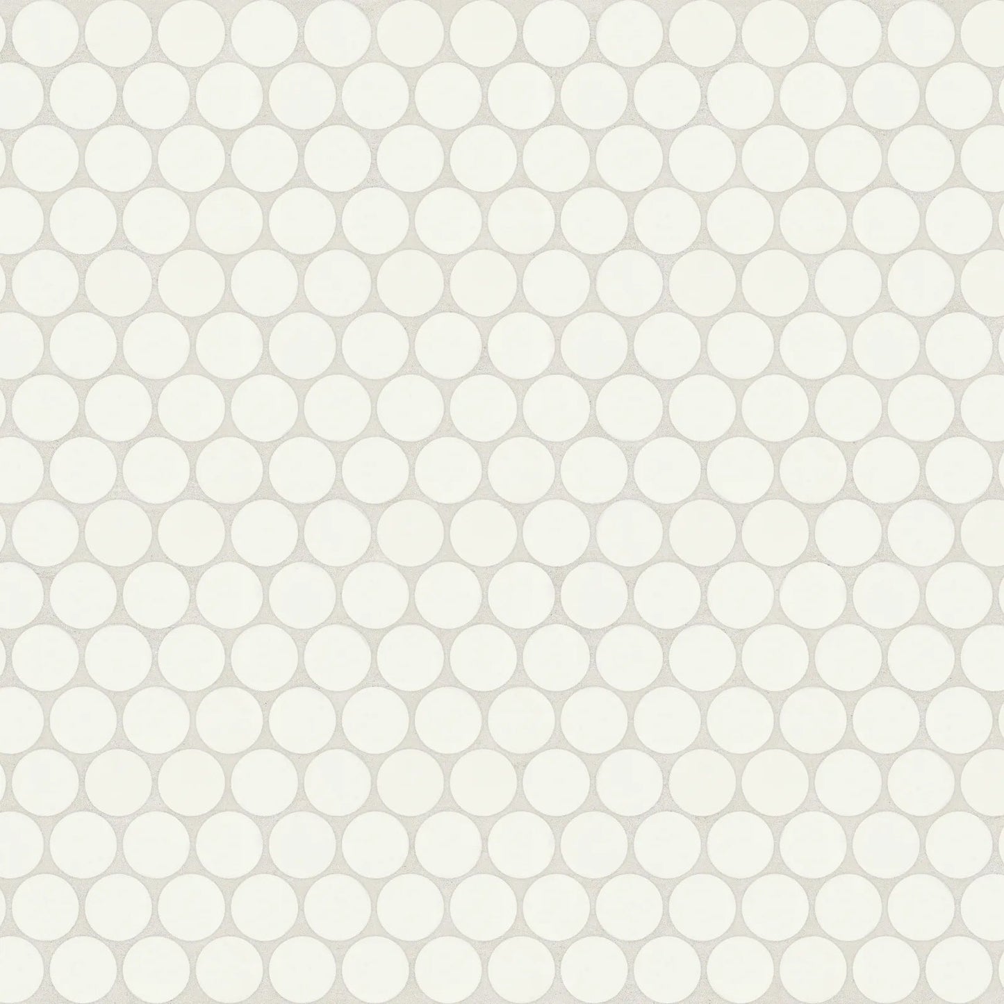 Bedrosians Marin Collection Pearl White Penny Round (3/4" Pieces) 11.5" x 12.5" Matte Porcelain Mosaic Tile