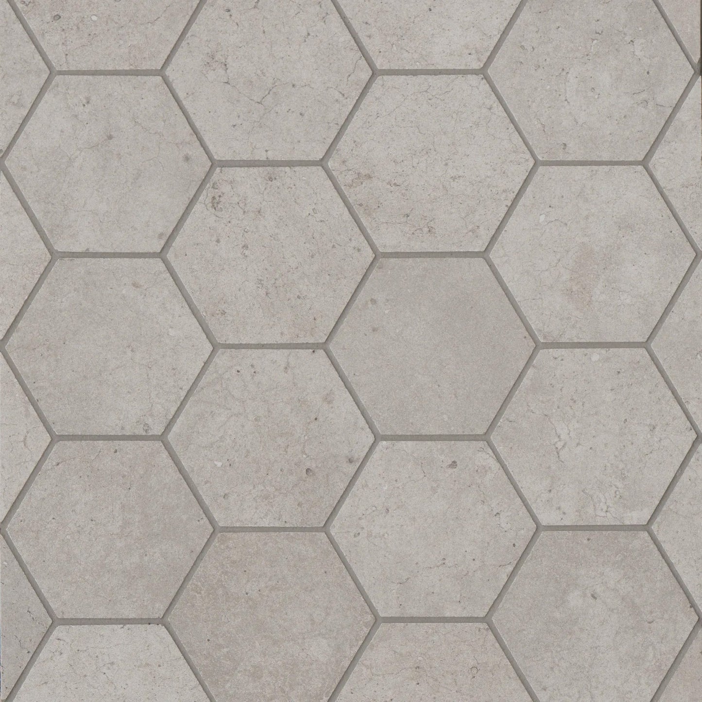 Bedrosians Materika Collection Greige Hexagon (3" Pieces) 10.25" x 11.75" Matte Porcelain Mosaic Tile