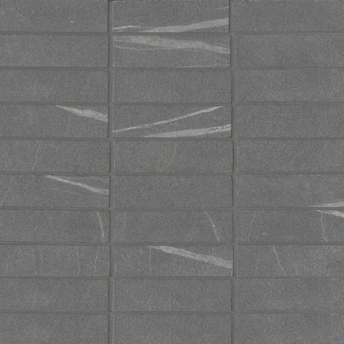 Bedrosians Nomade Collection Noir (1" x 4" Pieces) 12" x 12" Matte Porcelain Mosaic Tile