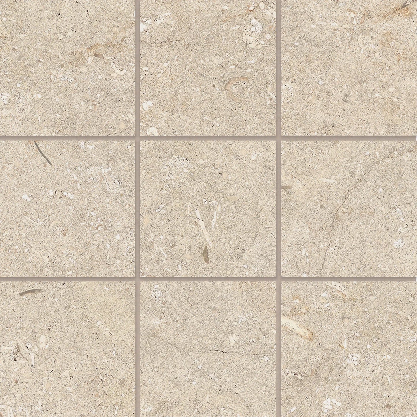 Bedrosians Poetry Stone Collection Beige (4" x 4" Pieces) 12" x 12" Matte Porcelain Mosaic Tile