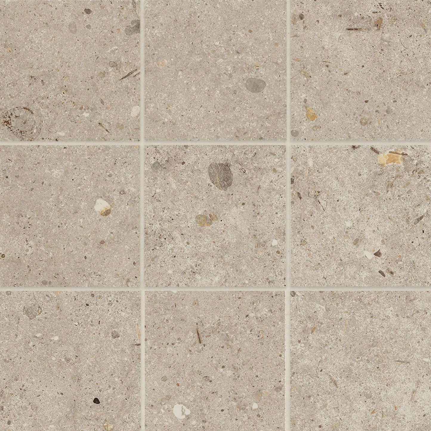 Bedrosians Poetry Stone Collection Ecru (4" x 4" Pieces) 12" x 12" Matte Porcelain Mosaic Tile