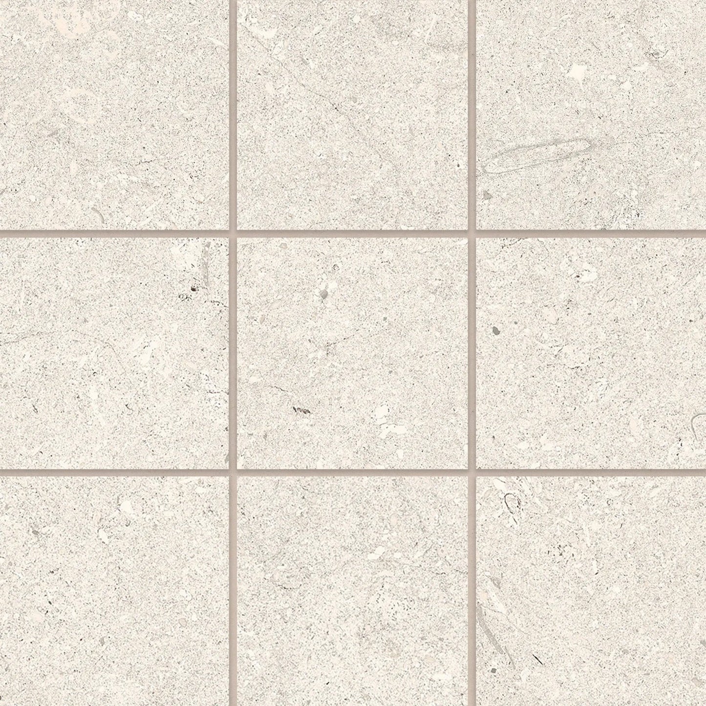 Bedrosians Poetry Stone Collection Ivory (4" x 4" Pieces) 12" x 12" Matte Porcelain Mosaic Tile