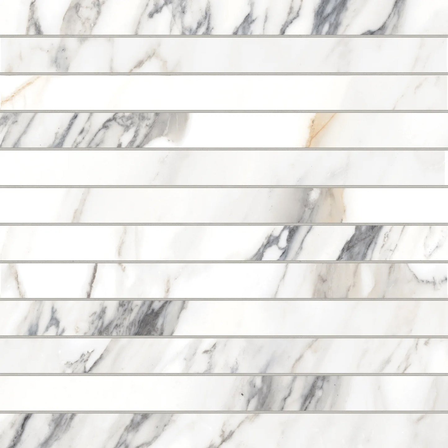 Bedrosians Prati Collection Calacatta Borghini Warm (1" x 12" Pieces) 12" x 12" Matte Porcelain Mosaic Tile