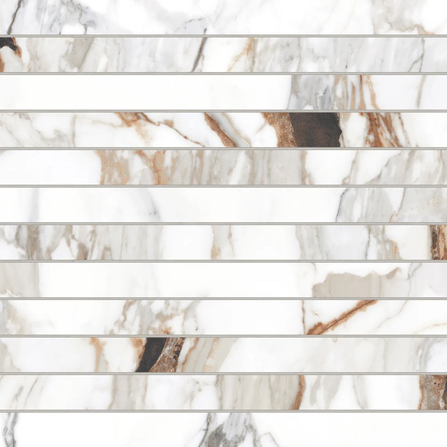 Bedrosians Prati Collection Calacatta Macchia Vecchia (1" x 12" Pieces) 12" x 12" Matte Porcelain Mosaic Tile