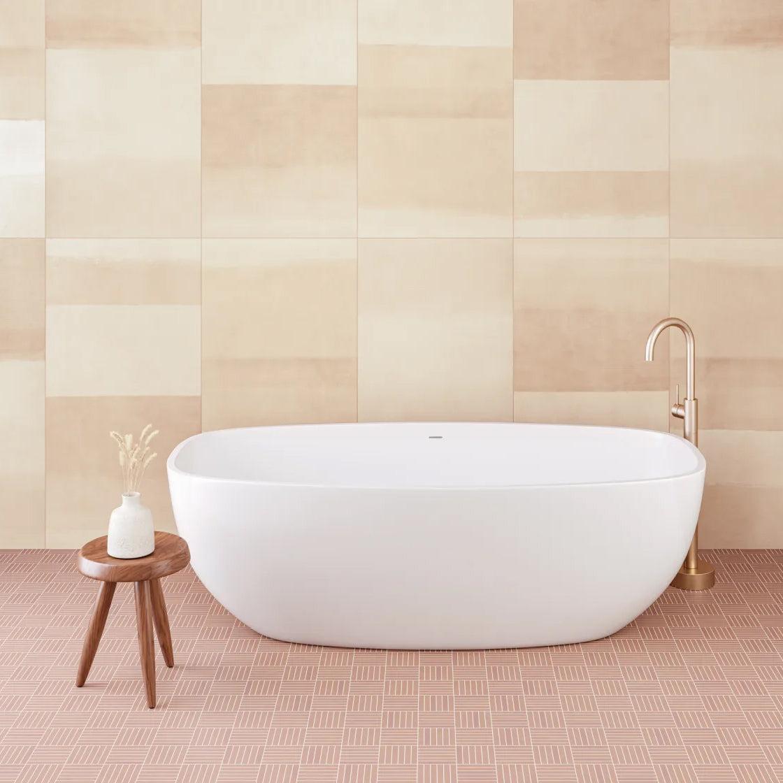 Bedrosians Sahara Collection Crosshatch Cotto (0.5" x 4" Pieces) 11.75" x 11.75" Matte Porcelain Mosaic Tile