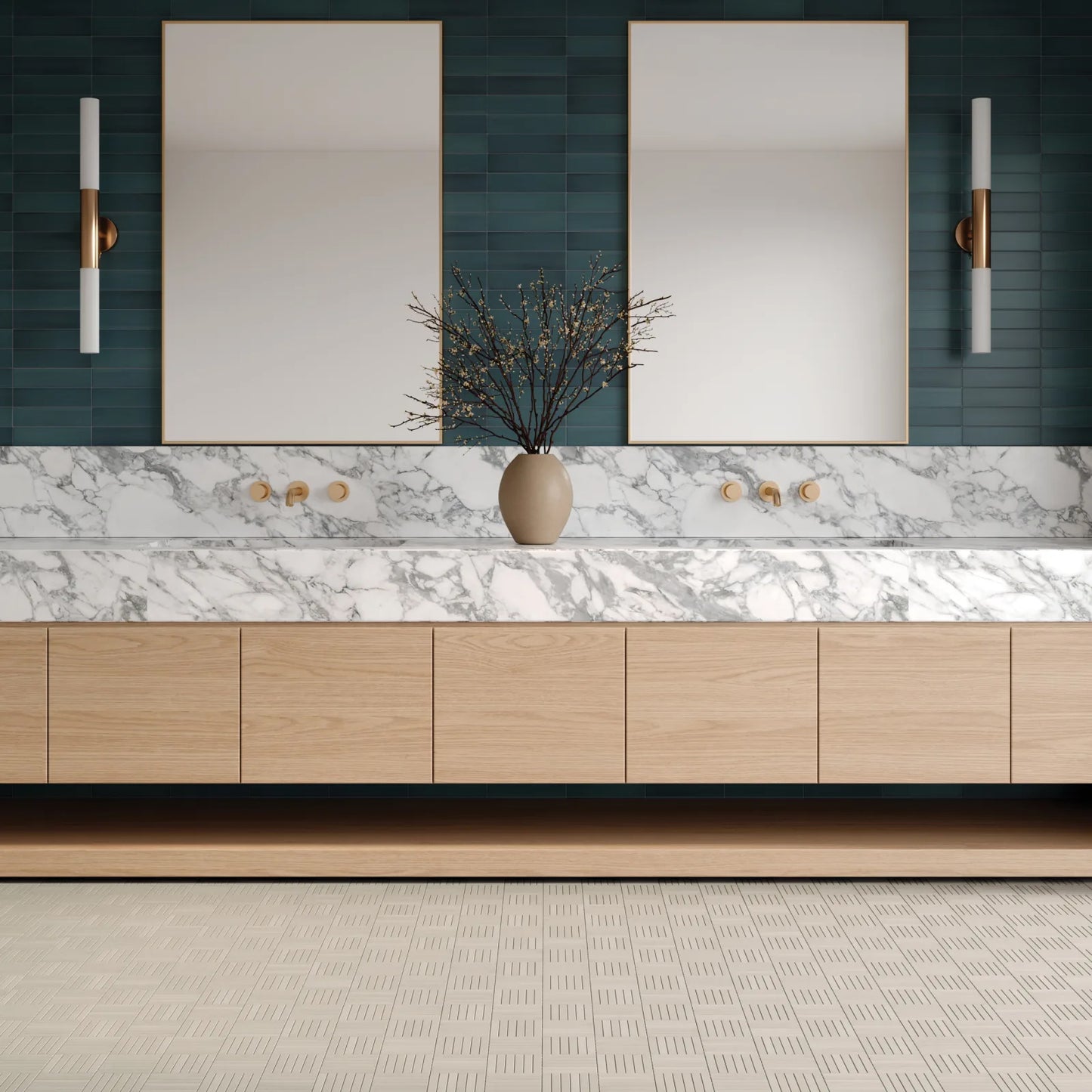 Bedrosians Sahara Collection Crosshatch Grey (0.5" x 4" Pieces) 11.75" x 11.75" Matte Porcelain Mosaic Tile