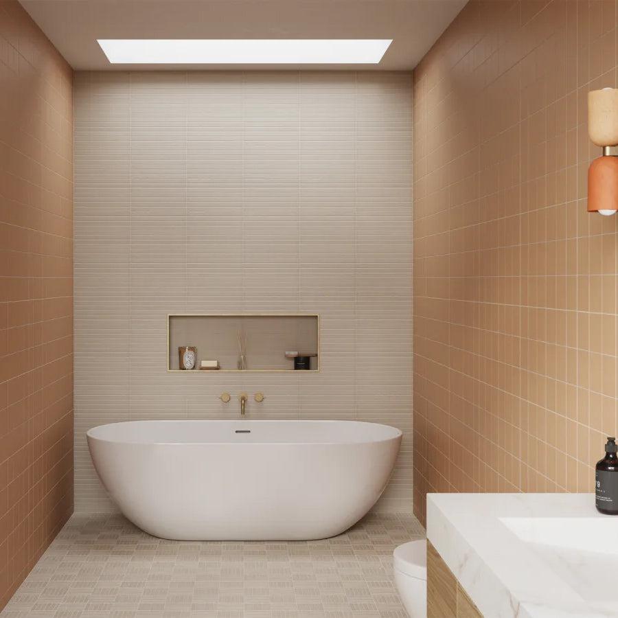 Bedrosians Sahara Collection Crosshatch Grey (0.5" x 4" Pieces) 11.75" x 11.75" Matte Porcelain Mosaic Tile