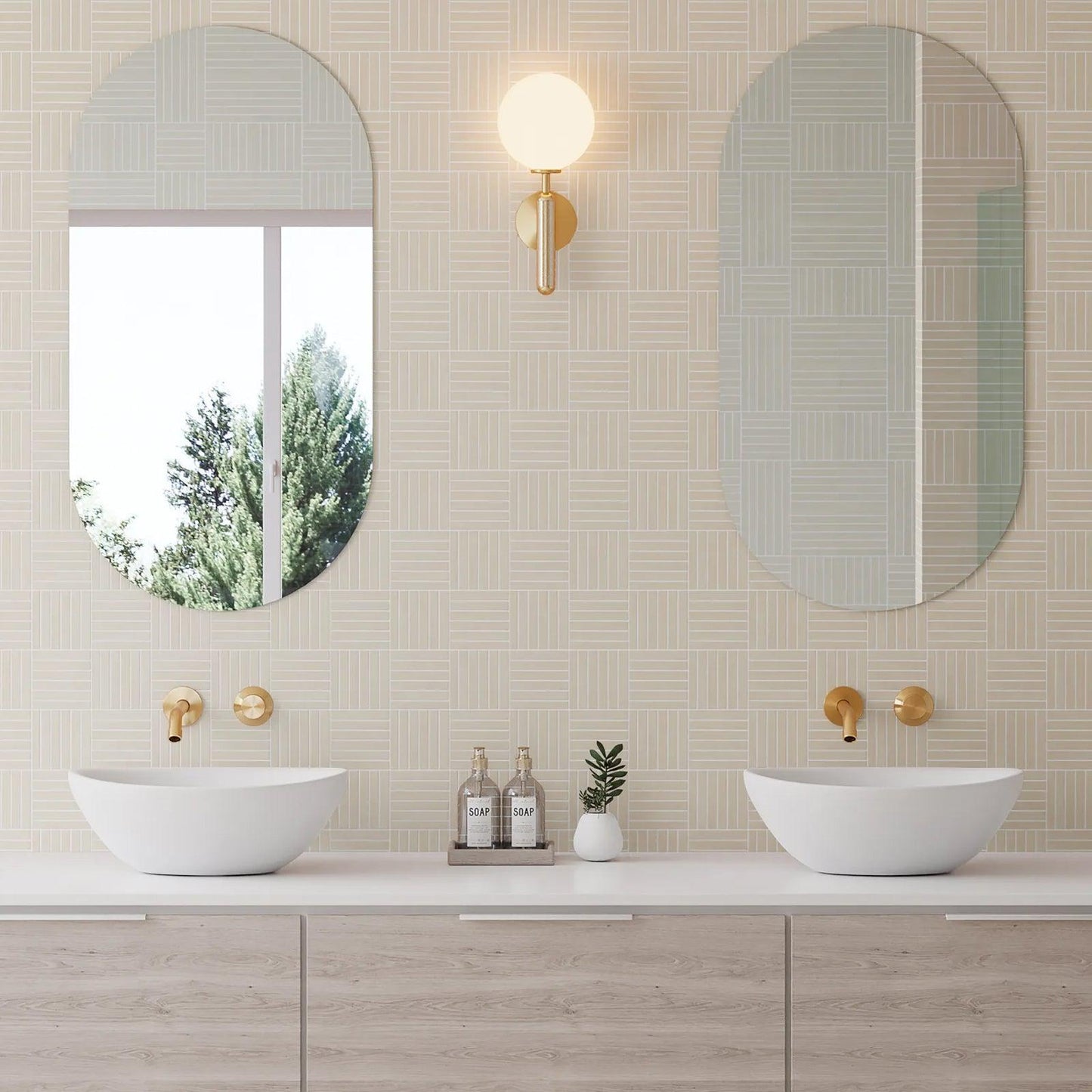 Bedrosians Sahara Collection Crosshatch Grey (0.5" x 4" Pieces) 11.75" x 11.75" Matte Porcelain Mosaic Tile