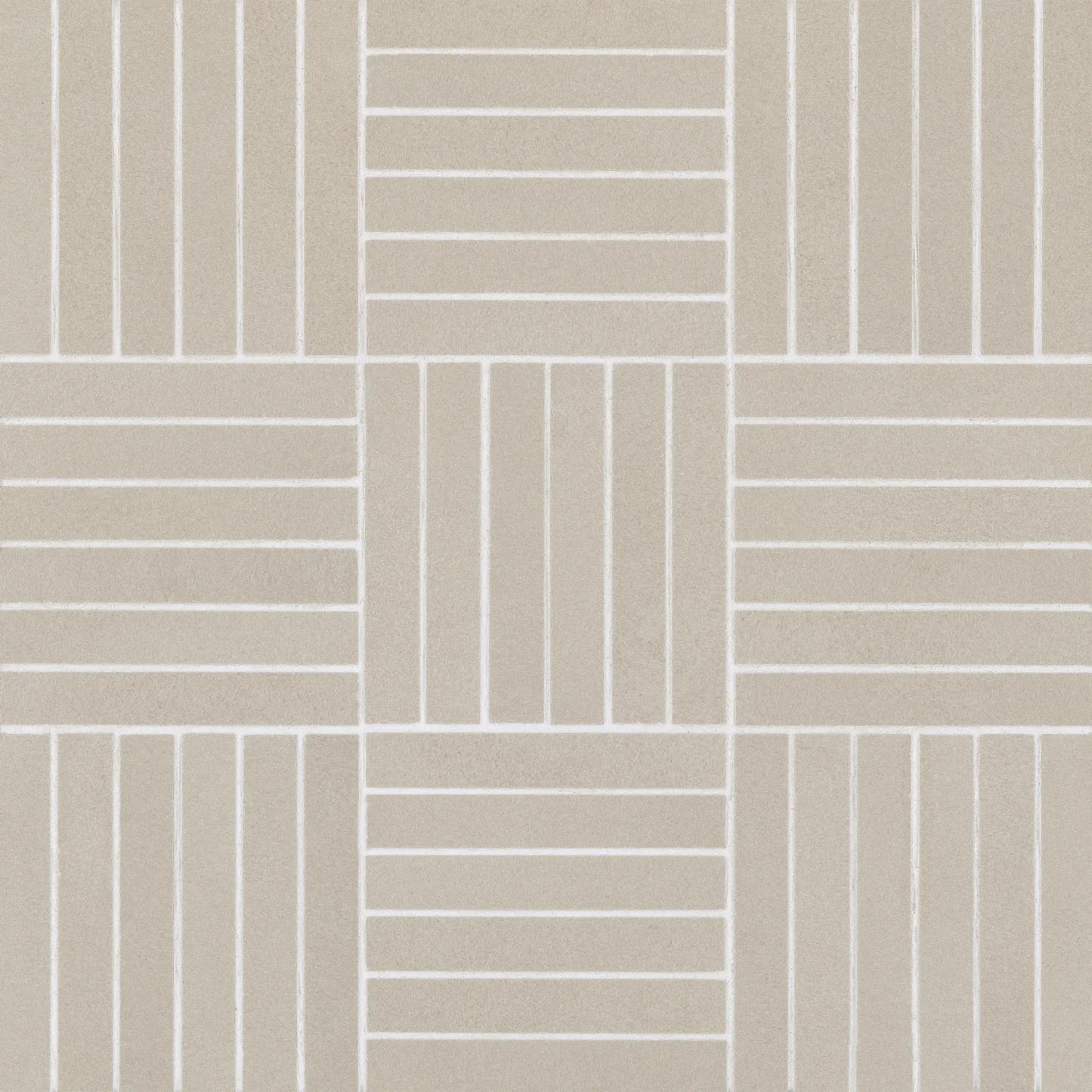 Bedrosians Sahara Collection Crosshatch Grey (0.5" x 4" Pieces) 11.75" x 11.75" Matte Porcelain Mosaic Tile