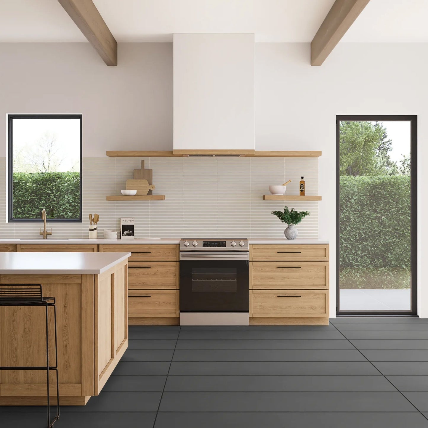 Bedrosians Sahara Collection Grey (1" x 12" Pieces) 11.75" x 11.75" Matte Porcelain Mosaic Tile