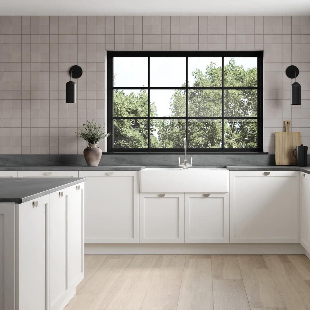 Bedrosians Sahara Collection Grey (4" x 4" Pieces) 11.75" x 11.75" Matte Porcelain Mosaic Tile
