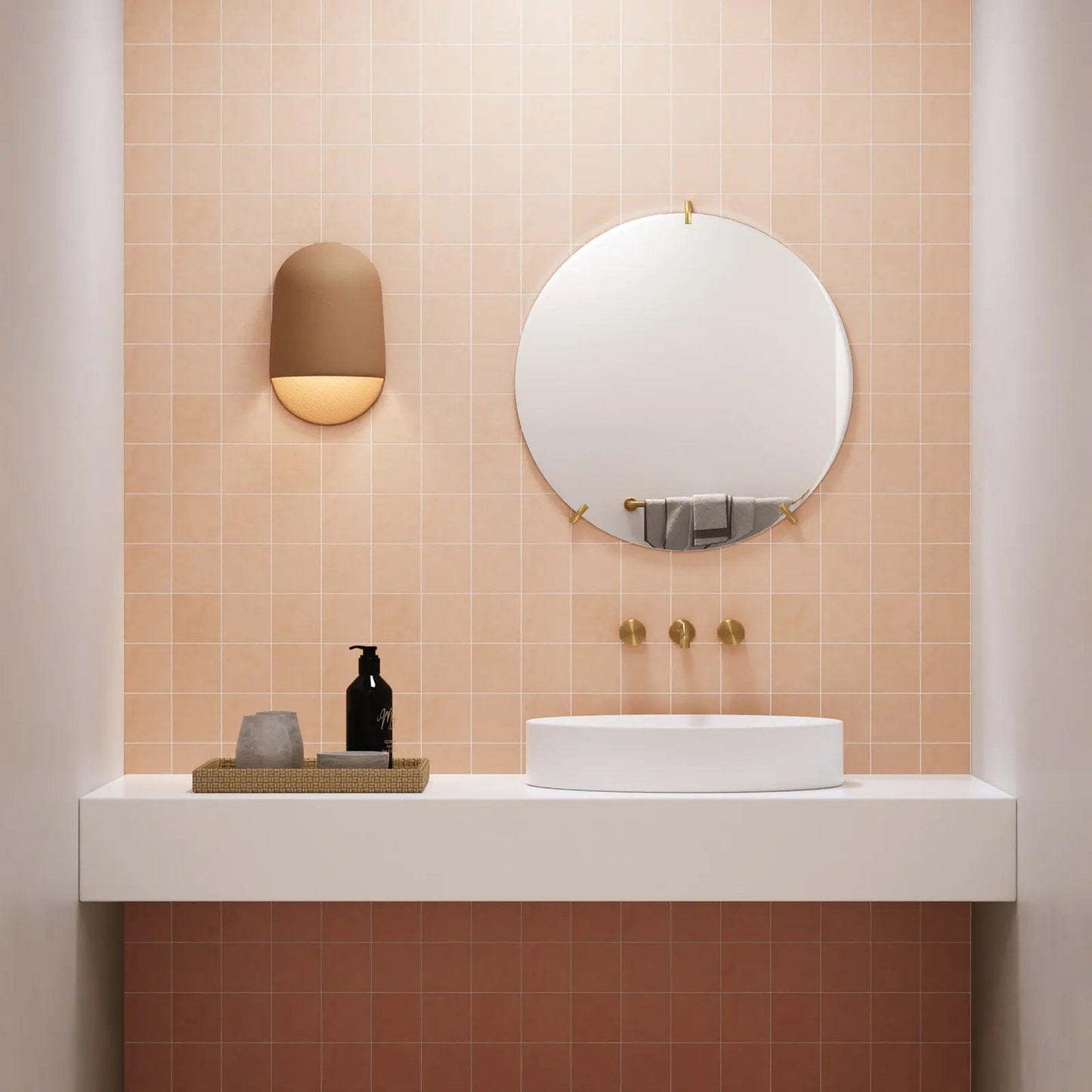 Bedrosians Sahara Collection Rose (4" x 4" Pieces) 11.75" x 11.75" Matte Porcelain Mosaic Tile