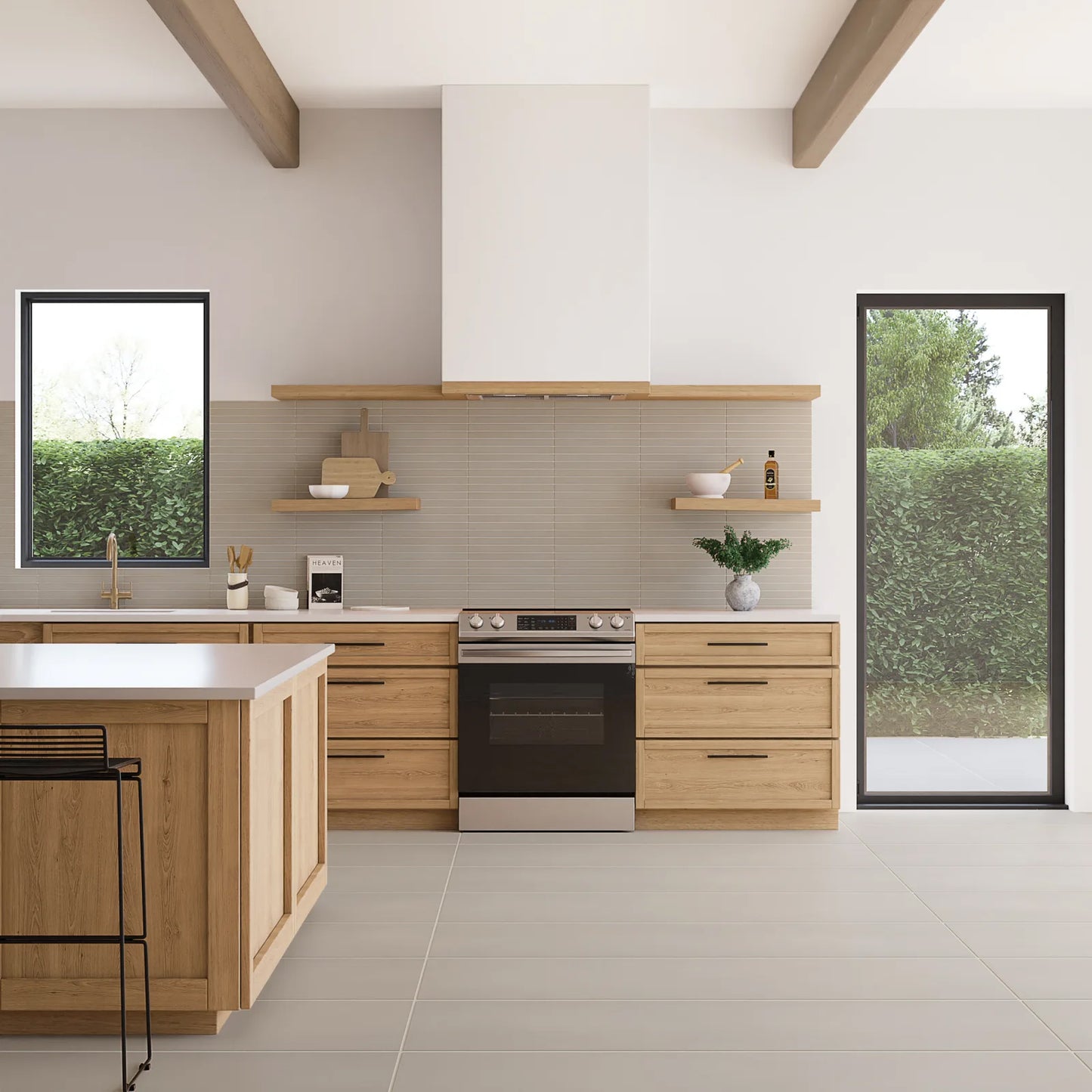 Bedrosians Sahara Collection Taupe (1" x 12" Pieces) 11.75" x 11.75" Matte Porcelain Mosaic Tile