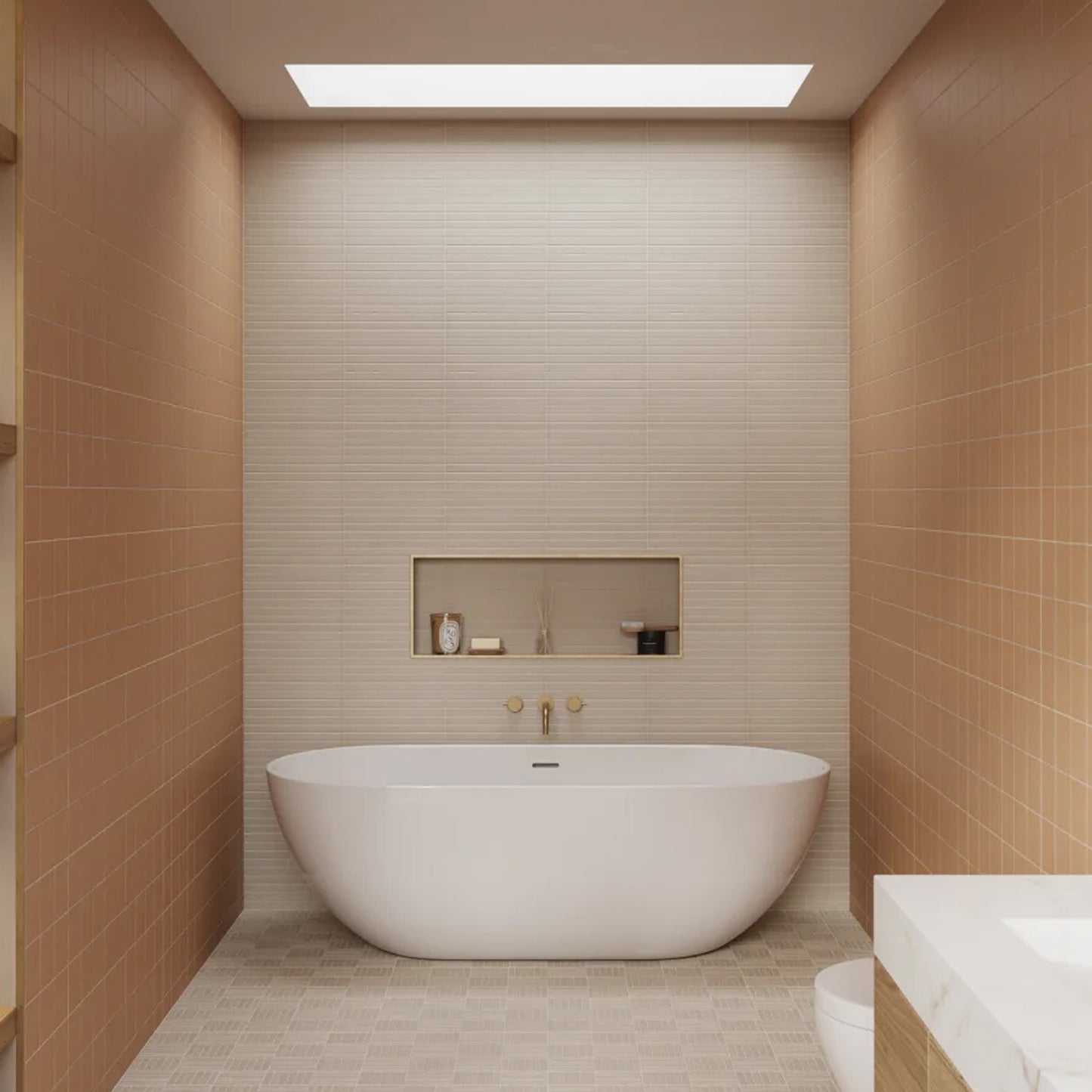 Bedrosians Sahara Collection White (1" x 12" Pieces) 11.75" x 11.75" Matte Porcelain Mosaic Tile