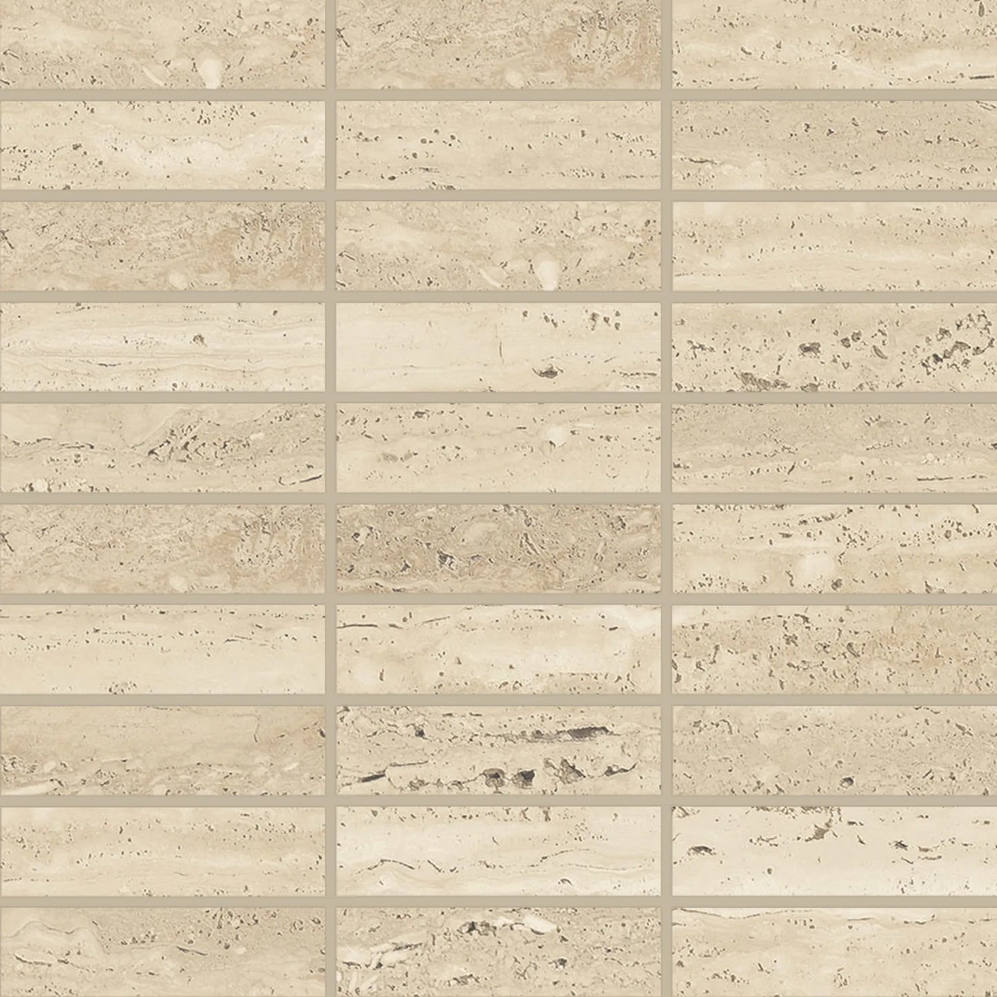 Bedrosians Sensi Roma Collection Cream (1" x 4" Pieces) 12" x 12" Matte Porcelain Mosaic Tile