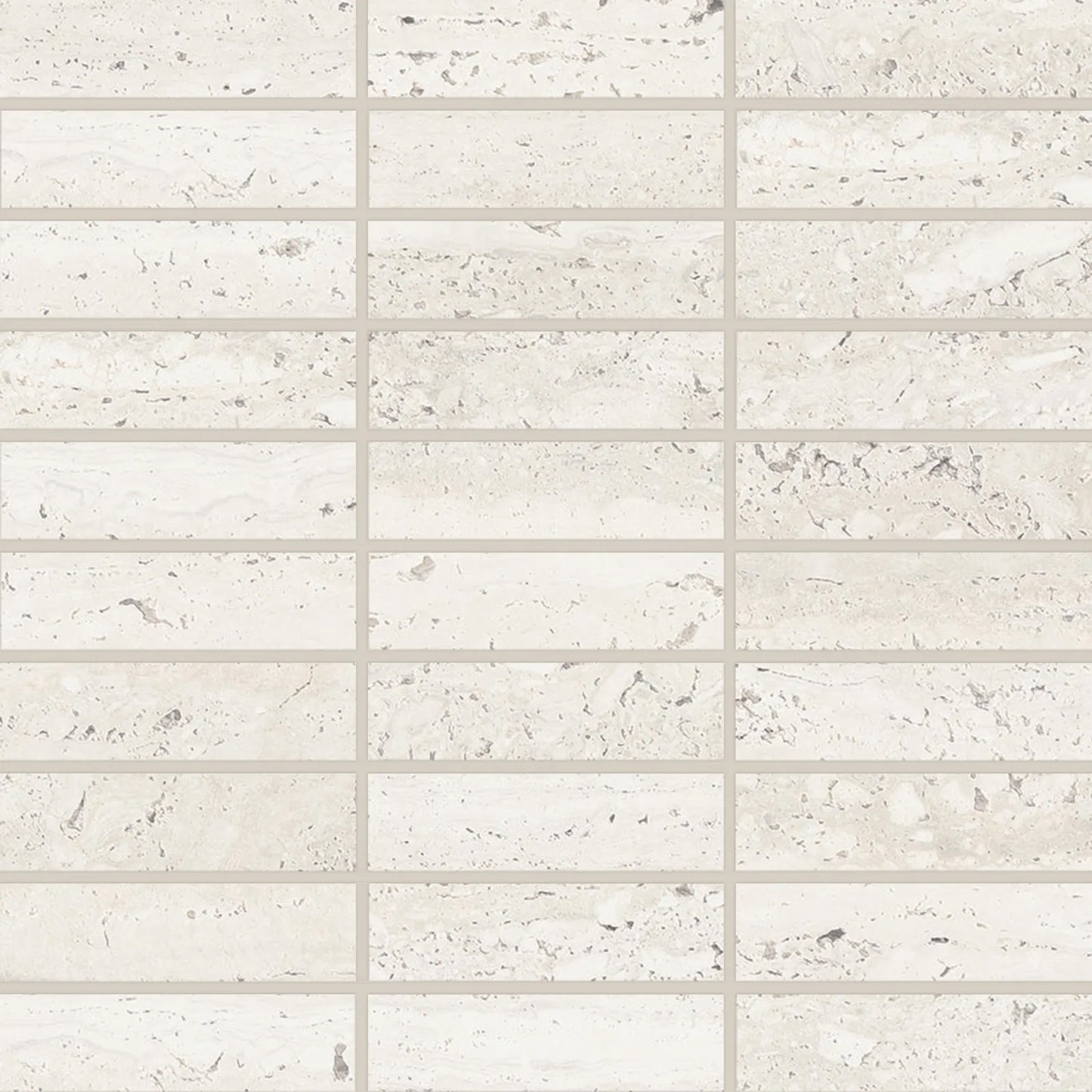 Bedrosians Sensi Roma Collection White (1" x 4" Pieces) 12" x 12" Matte Porcelain Mosaic Tile