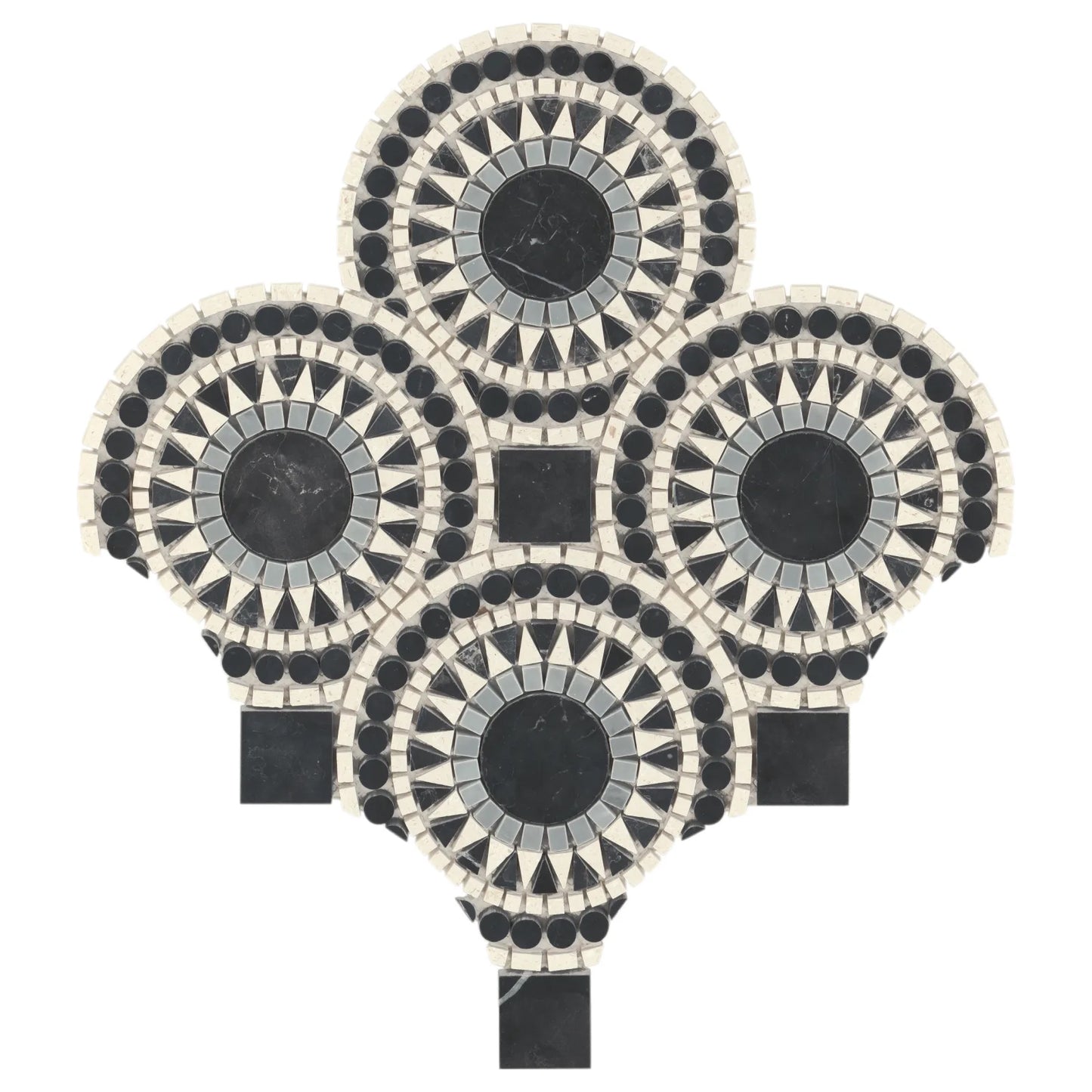 Bedrosians Solis Collection Bardiglio & Myra Beige 14.25" x 14.25" Honed Marble Mosaic Tile