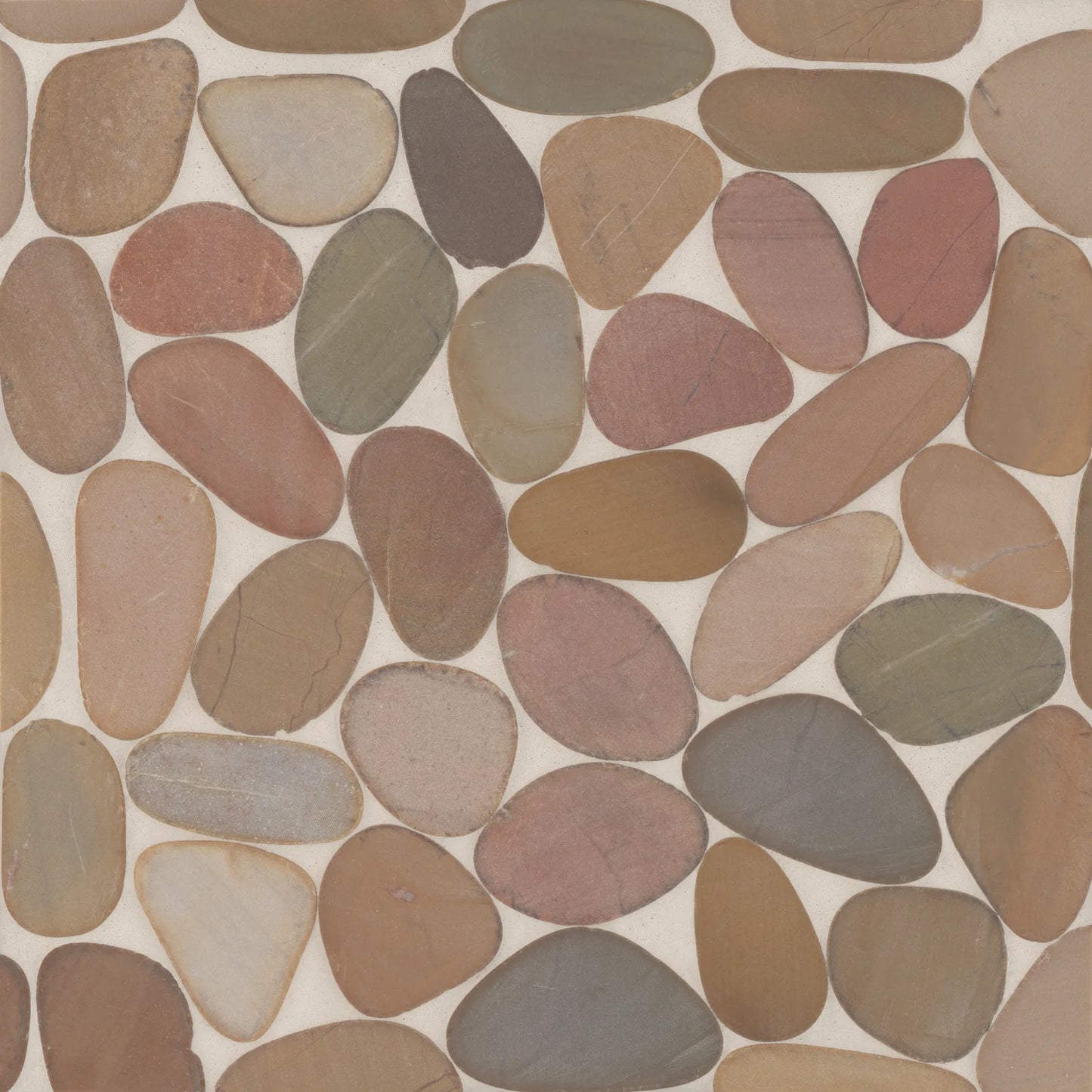 Bedrosians Waterbrook Collection Brown (Jumbo) 12" x 12" Pebble Rock Mosaic Tile