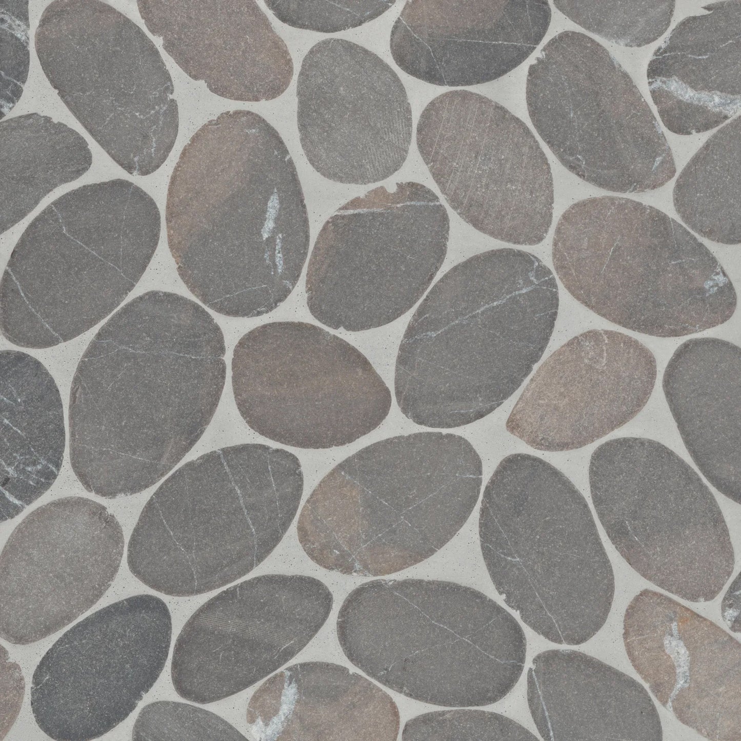 Bedrosians Waterbrook Collection Dark Grey (Jumbo) 12" x 12" Pebble Rock Mosaic Tile