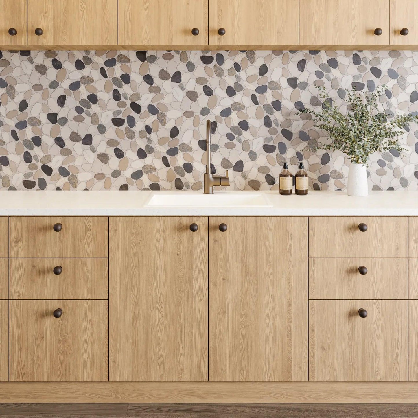 Bedrosians Waterbrook Collection Malaga Bay (Jumbo) 12" x 12" Pebble Rock Mosaic Tile